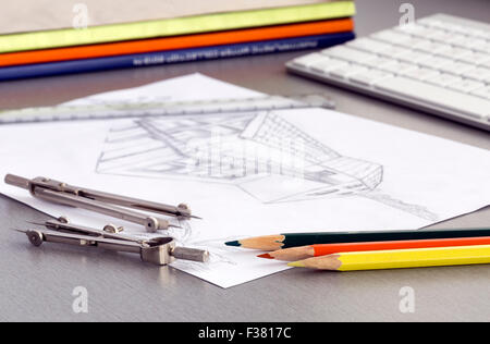 Arbeitsplatz des Designers Stockfoto