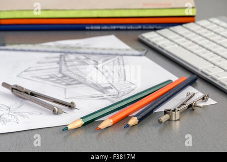 Arbeitsplatz des Designers Stockfoto