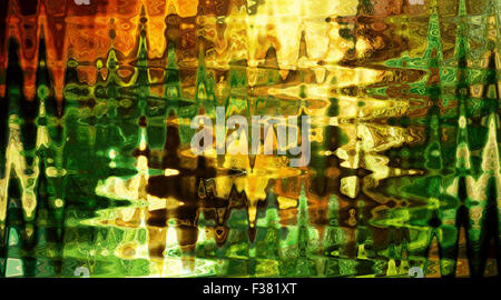 Zusammenfassung Hintergrund mit scharfen Formen in grün, gelb und Ocre Tönen Stockfoto