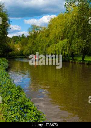 Bootsfahrten auf dem Fluss Wey in Guildford, Surrey, England Stockfoto