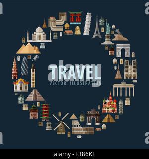 Reisen. eine Reihe von farbigen Icons Urlaub Stock Vektor