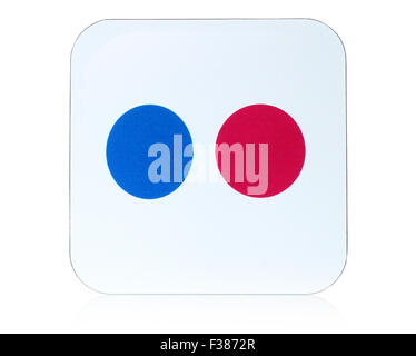 Kiew, UKRAINE - 19. Januar 2015: Flickr-Logo gedruckt auf Papier. Stockfoto