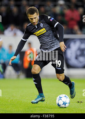 Mönchengladbach, Deutschland. 30. September 2015. UEFA Champions League, 2015/16 Prliminary Runde, 2. Spieltag, Borussia Mönchengladbach (Mönchengladbach, Gladbach) vs. Manchester City---Fabian Johnson (Gladbach) Credit: Kolvenbach/Alamy Live-Nachrichten Stockfoto