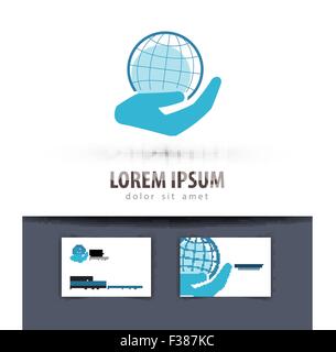 Welt-Vektor-Logo-Design-Vorlage. Planet oder Globus-Symbol Stock Vektor