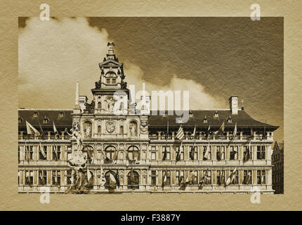 Marktplatz Grote Markt mit dem Rathaus Stadhuis, Flandern, Antwerpen, Belgien, Europa Stockfoto