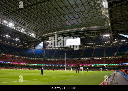 Cardiff, Wales, UK. 1. Oktober 2015. Rugby World Cup. Wales vs. Fidschi. Das Dach ist für das Spiel geschlossen. Bildnachweis: Action Plus Sport Bilder/Alamy Live News Stockfoto