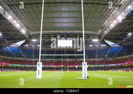 Cardiff, Wales, UK. 1. Oktober 2015. Rugby World Cup. Wales vs. Fidschi. Das Dach ist für das Spiel geschlossen. Bildnachweis: Action Plus Sport Bilder/Alamy Live News Stockfoto