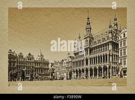 Grand-Place, Marktplatz mit dem barocken Zunfthäusern und Könige Haus, La Maison du Roi, Brüssel, Belgien Stockfoto