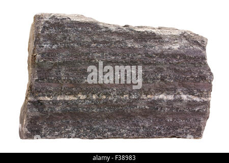 Banded Iron Formation (BIF). Algoma-Typ BIF aus dem Archaikum. Dark ist Magnetit, Quarz ist weiß. Stockfoto