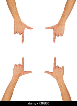 Gestell aus Händen isoliert auf weißem Hintergrund Stockfoto