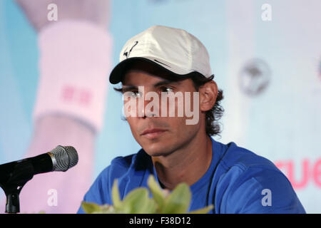 Bangkok Thailand. 1. Oktober 2015. Tennis Spieler Spanien Rafael Nadal während einer Pressekonferenz. Djokovic wird voraussichtlich am 2. Oktober für eine Ausstellung-Tennis-Match in Bangkok gegen Nadal spielen. Bildnachweis: John Vincent/Alamy Live-Nachrichten Stockfoto