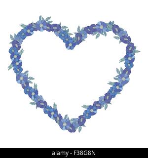 Blaue Blumen Grenze gemacht mit Wildblumen Stock Vektor