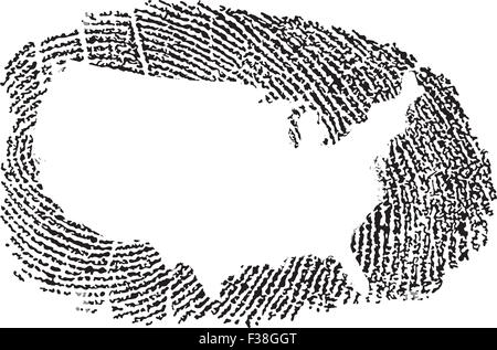 USA-Karte innerhalb eines Fingerabdrucks Stock Vektor