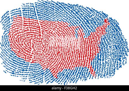 USA-Karte innerhalb eines Fingerabdrucks Stock Vektor