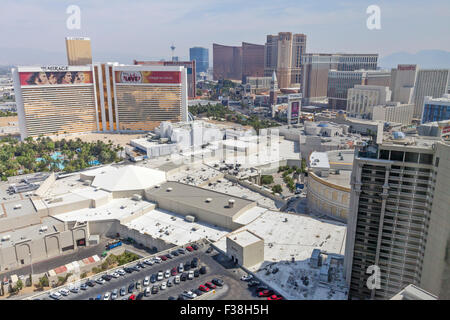 Tagsüber Luftaufnahme des Resorts, Hotels und Casinos in Las Vegas, Nevada. Stockfoto