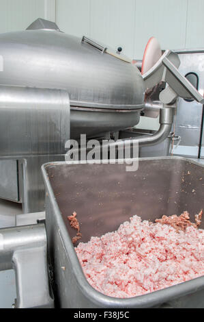 Herstellung von Wurst und Schinken in einer Fleischfabrik Stockfoto