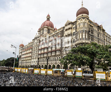 Tauben vor dem Taj Mahal Palasthotel, Mumbai, Indien Stockfoto