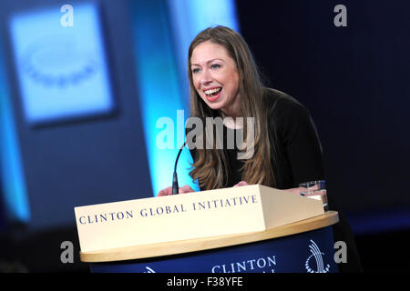 Chelsea Clinton bei der Abschlussfeier der Clinton Global Initiative 2015 im Hotel Sheraton Times Square in New York am 29. September. Stockfoto