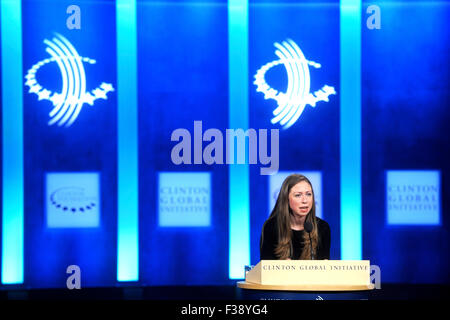 Chelsea Clinton bei der Abschlussfeier der Clinton Global Initiative 2015 im Hotel Sheraton Times Square in New York am 29. September. Stockfoto