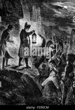 Befreien, die Artillerie der französischen Marschall Michel Ney, während der Schlacht von Jena am 14. Oktober 1806 auf der Hochfläche westlich der Saale in Deutschland zwischen der französischen Kräfte Napoleons I und Frederick William III von Preußen. Stockfoto