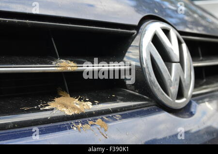 Wolfsburg, Deutschland - 29. September 2015 - Volkswagen VW betrug in Tests für Verschmutzung und Emissionen von seinem Dieselmotor Stockfoto