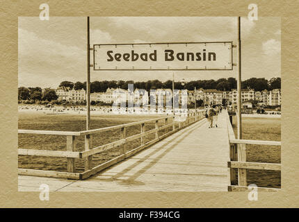 Der Pier von Bansin an der Ostsee ist 285 Meter lang, Bansin, Insel Usedom, Mecklenburg-Western Pomerania, Deutschland, Europa Stockfoto