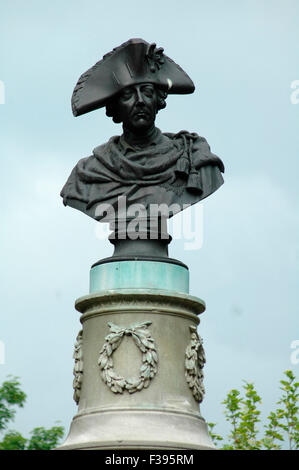 Statue / Bueste: Friedrich der Grosse, Volkspark Friedrichshain, Berlin-Prenzlauer Berg. Stockfoto