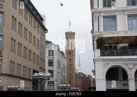 Blick auf Rathaus Markt, Hamburg, Deutschland. Stockfoto