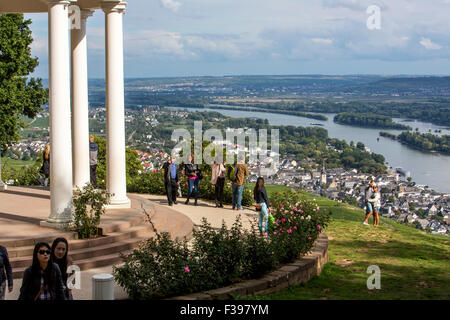 Niederwald Denkmal, Statue der Germania, mit Blick auf das Rheintal, Rüdesheim, Deutschland, Stockfoto