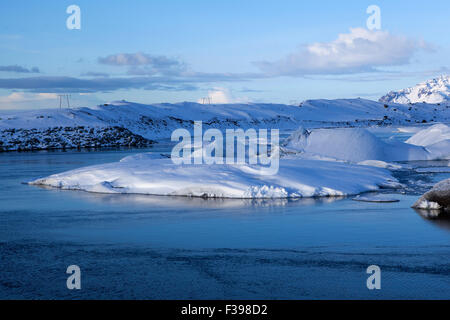 Gletscherlagune Jökulsárlón, Island in in ein Licht des Morgens Stockfoto