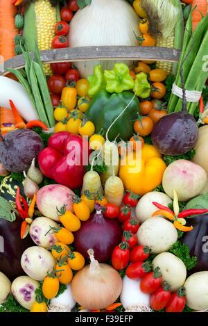 Gemüse Trug zeigt auf einer Herbstschau. VEREINIGTES KÖNIGREICH Stockfoto