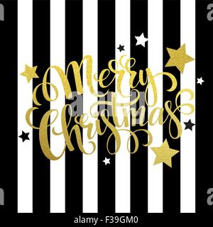 Frohe Weihnachten gold Schriftzug. Vektor-illustration Stock Vektor