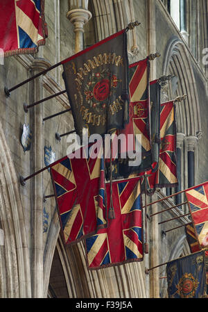 St. Patricks Cathedral Dublin nördlichen Querschiff Fahnen Stockfoto