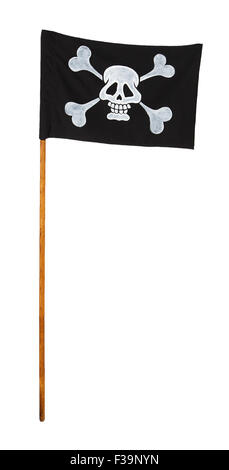 Piratenflagge isoliert auf weißem Hintergrund Stockfoto