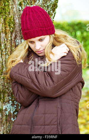 Depressive junge Frau Stockfoto