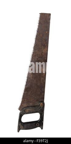 Alten Metallsäge isoliert auf weißem Hintergrund Stockfoto
