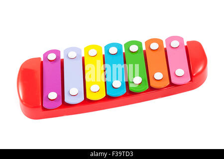 Spielzeug bunten Xylophon isoliert auf weißem Hintergrund Stockfoto