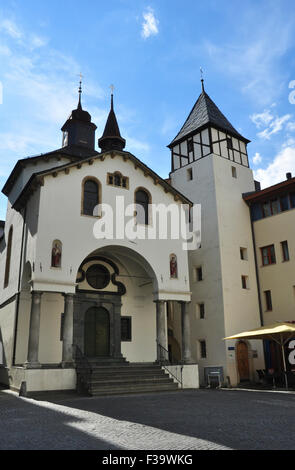 Kirche von Sebastian, Sebastiansplatz, Brig, Wallis, Schweiz Stockfoto