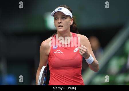 Tokio, Japan. 27. Sep, 2015. Agnieszka Radwanska Polen feiert während der Frauen Einzel Finale der Toray Pan Pacific Open Tennisturnier in Ariake Kolosseum in Tokio, Japan. © Aktion Plus Sport/Alamy Live-Nachrichten Stockfoto