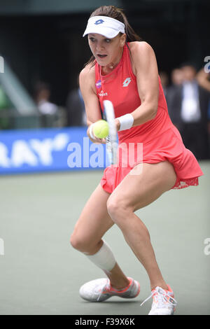 Tokio, Japan. 27. Sep, 2015. Agnieszka Radwanska Polens in Aktion während der abschließenden Dameneinzel entsprechen der Toray Pan Pacific Open Tennisturnier in Ariake Kolosseum in Tokio, Japan. © Aktion Plus Sport/Alamy Live-Nachrichten Stockfoto