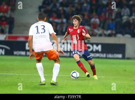 Lille, Frankreich. 2. Oktober 2015. Französischen Liga 1 Fußball. OS-Lille gegen Montpellier. Benjamin Pavard (Lille) © Aktion Plus Sport/Alamy Live-Nachrichten Stockfoto