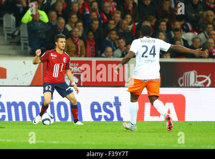 Lille, Frankreich. 2. Oktober 2015. Französischen Liga 1 Fußball. OS-Lille gegen Montpellier. Sebastien Corchia (Lille) © Aktion Plus Sport/Alamy Live-Nachrichten Stockfoto