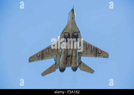 Eine MiG-29AS Dreh-und Angelpunkt der slowakischen Luftwaffe im Flug über Ostrava, Tschechische Republik. Stockfoto