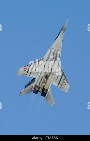 Eine MiG-29AS Dreh-und Angelpunkt der slowakischen Luftwaffe im Flug über Ostrava, Tschechische Republik. Stockfoto