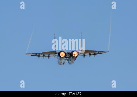 Eine MiG-29AS Dreh-und Angelpunkt der slowakischen Luftwaffe im Flug über Ostrava, Tschechische Republik. Stockfoto