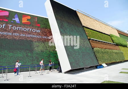 Getreide an der Wand des israelischen Pavillons auf der Expo 2015 in Mailand, Italien Stockfoto