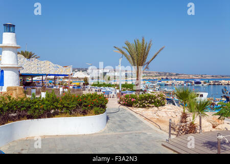 Ayia Napa Strand und Küste Cafe, Zypern Stockfoto