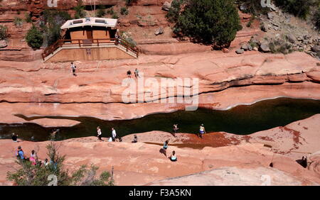 Luftaufnahme der Slide Rock State Park im Oak Creek Canyon AZ Stockfoto