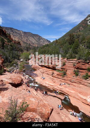 Luftaufnahme der Slide Rock State Park im Oak Creek Canyon AZ Stockfoto