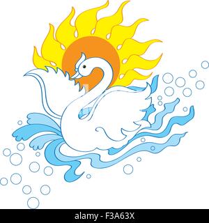 Vogel-schwimmen abstrakte Vektorgrafiken Stock Vektor